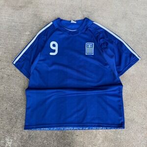 Greece National Team Soccer Jersey Charisteas 9 Hellas Blue Mens Large
